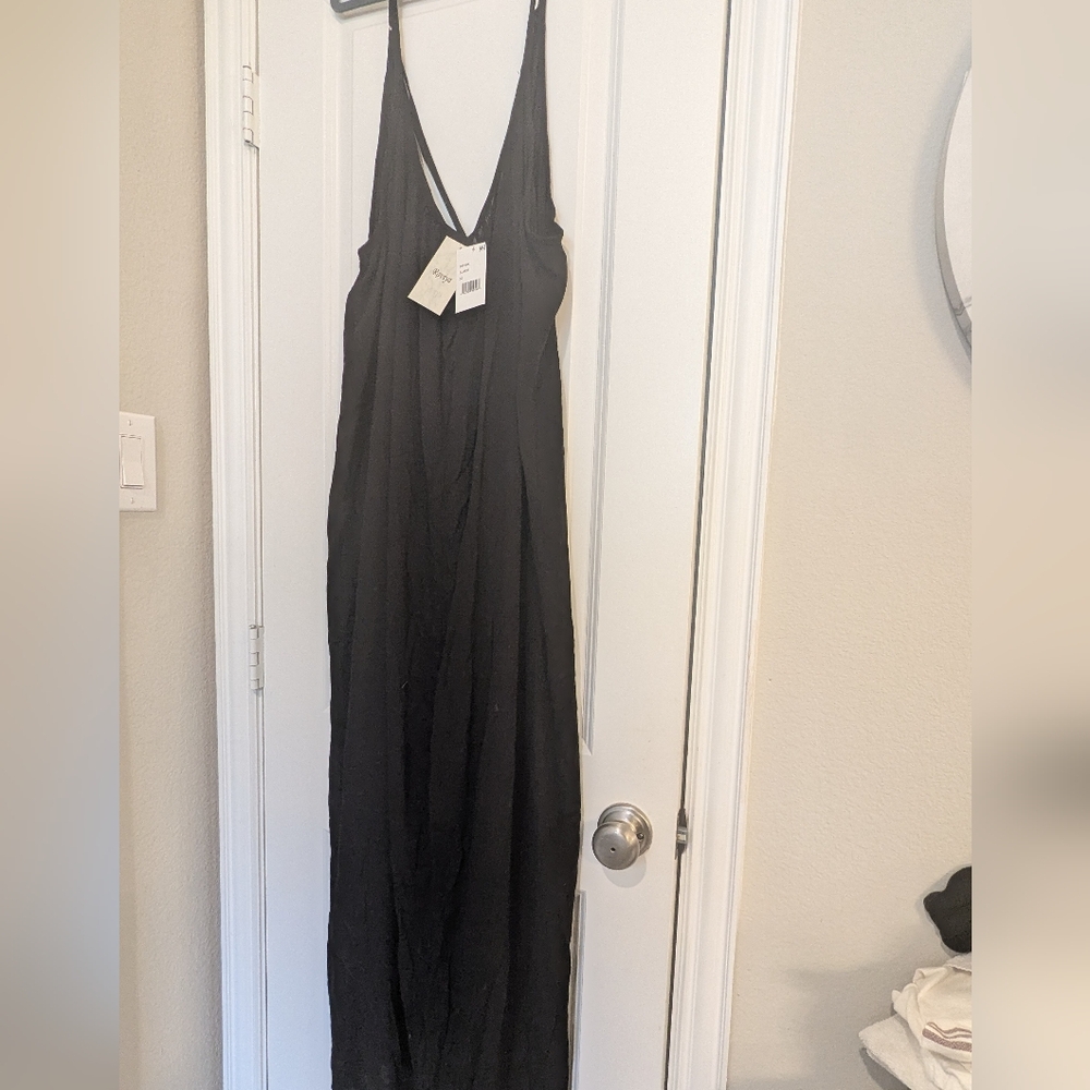 Raviya  Swim Cove Up Black V-Neck Maxi Sexy Back Dress